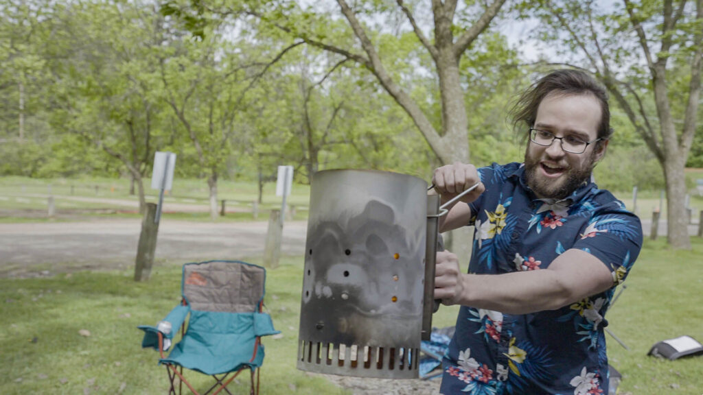 Aaron dealing with the grill