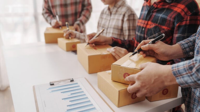 Workers processing backorders