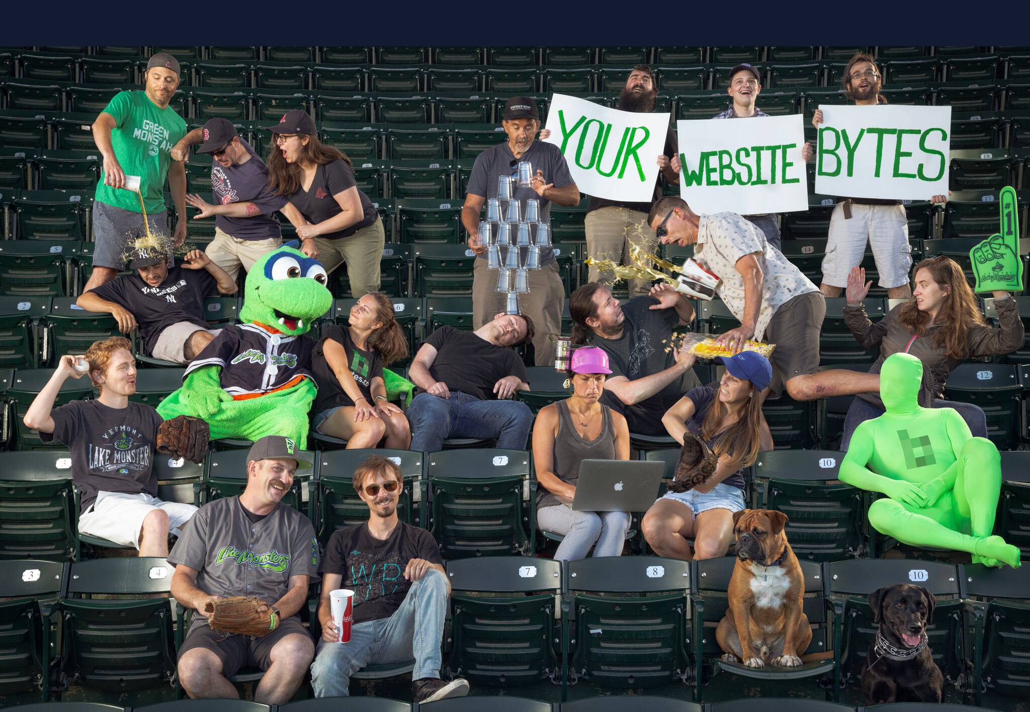 company photo in baseball stands