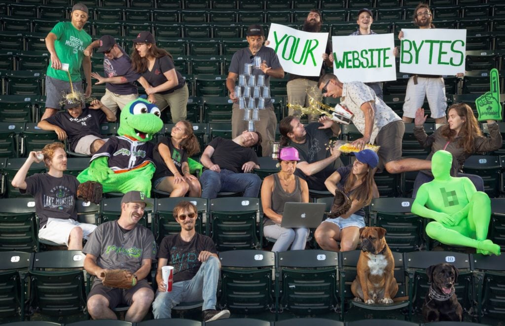 company photo in baseball stands