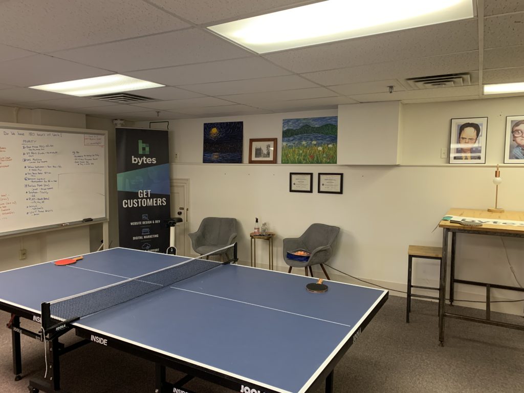 The "game room" with the ping pong table