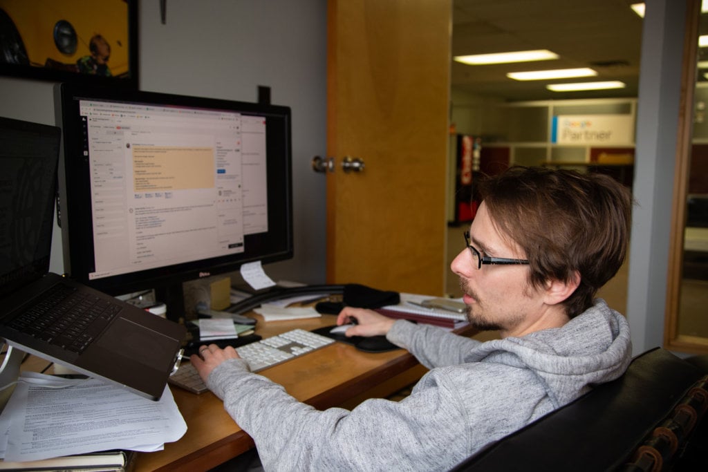 Jay working in his office