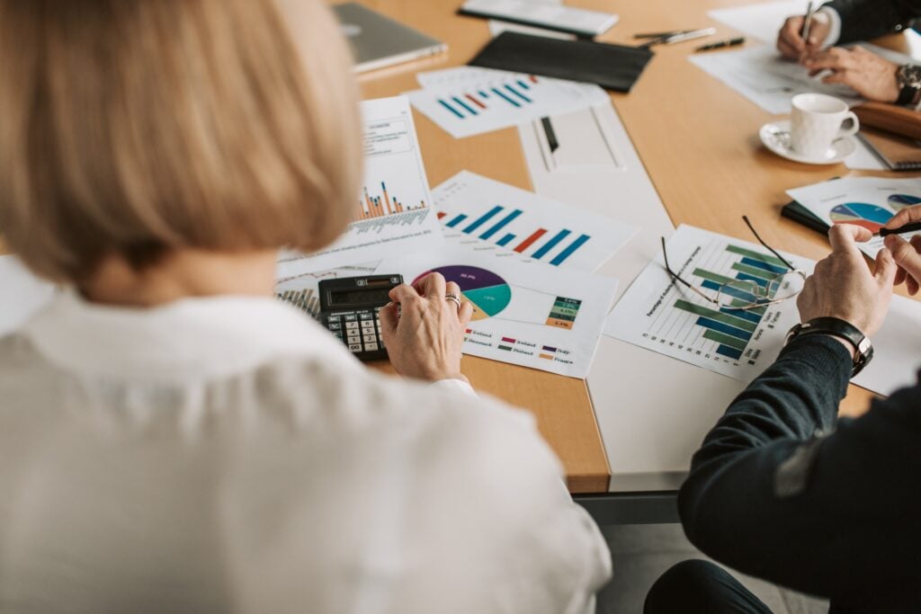 Business people working on finance work