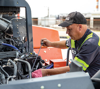 Person working on machinery